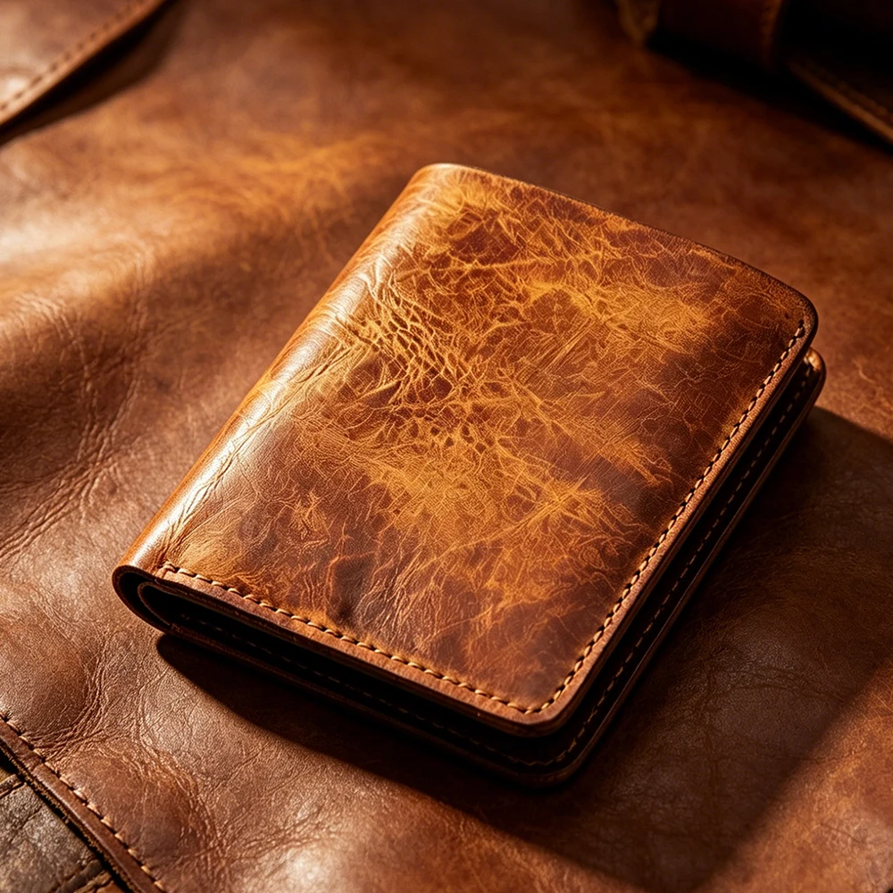 Vintage Genuine Leather Men Wallet High Quality Card Holder Large Capacity Durable Male Money Clips