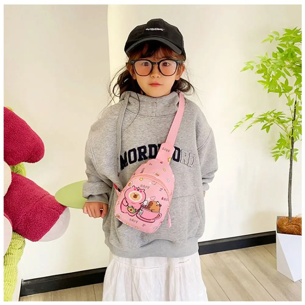 حقيبة كتف كابيبارا الجديدة من النايلون خفيفة الوزن على الصدر حقيبة كروس على شكل حيوانات كرتونية للأطفال #3