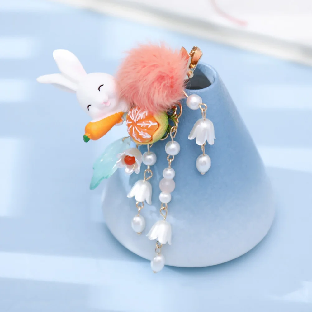2 Stuks Bunny Haarspeldjes Chinese Stijl Konijn Haarspeldjes Dangle Kwastje Haarspeld voor Vrouwen Cosplay Bruiloft