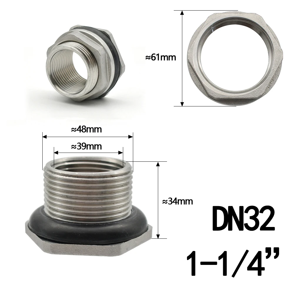 1/4 "3/8" 1/2 "3/4" 1 "2" BSP Innengewinde SUS304 Edelstahl Externe Schott Gelenk Wassertank Gelenk Stecker Adapter – Detail 4