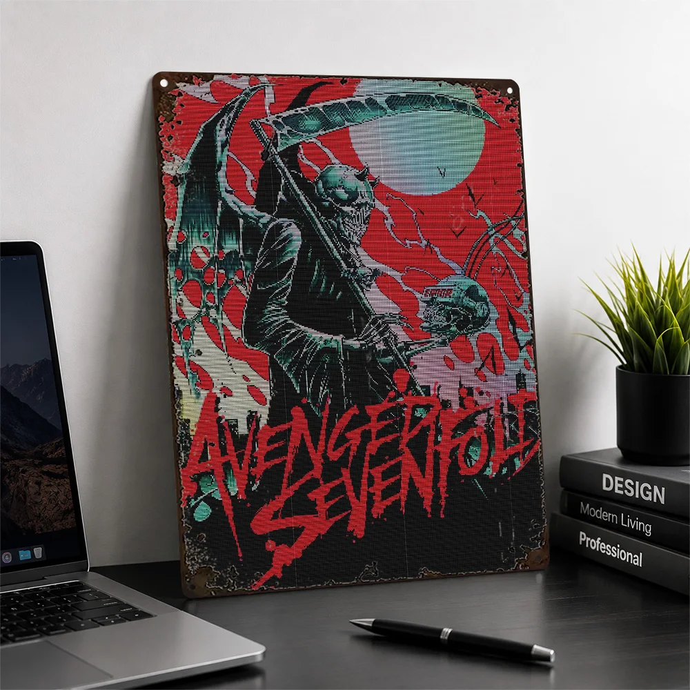 Avenged Sevenfold Moonlit Reaper Textured Metal Poster Gothic Wall Art For Music Studio Customized Aluminum Sign Band Fan Gift