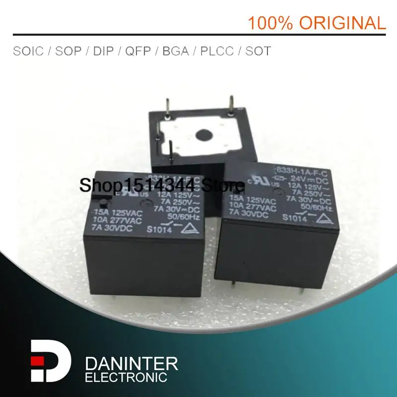 New 5PCS/LOT  833H-1A-F-C 24v 833H-1A-F-C-24VDC 833H-1A-F-C-24v  15A 125VAC 10A 277VAC 7A 30VDC   PIN4