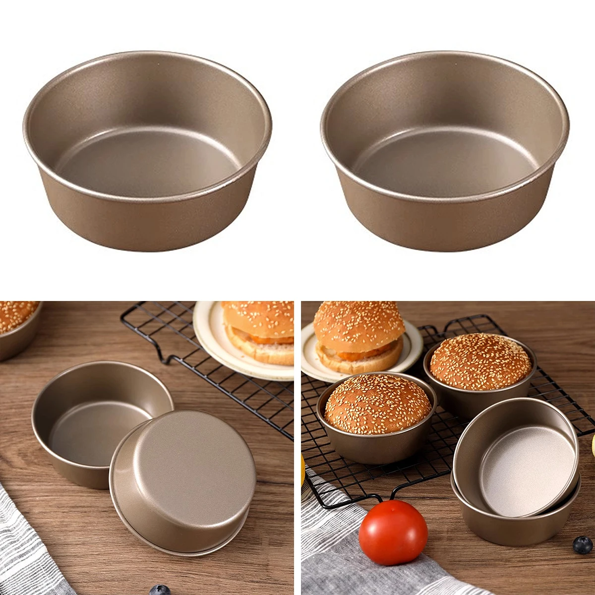 High Quality Air Fryer With 4-Inch Ramekins Mini Circular Baking Tray Steel Air Fryer Breakfast Home Kitchen Cooking Tool