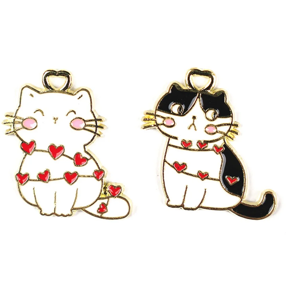 10pcs Cute Cat Enamel Animal Charms Pendants for DIY Necklace Bracelet Jewelry Making Wholesale