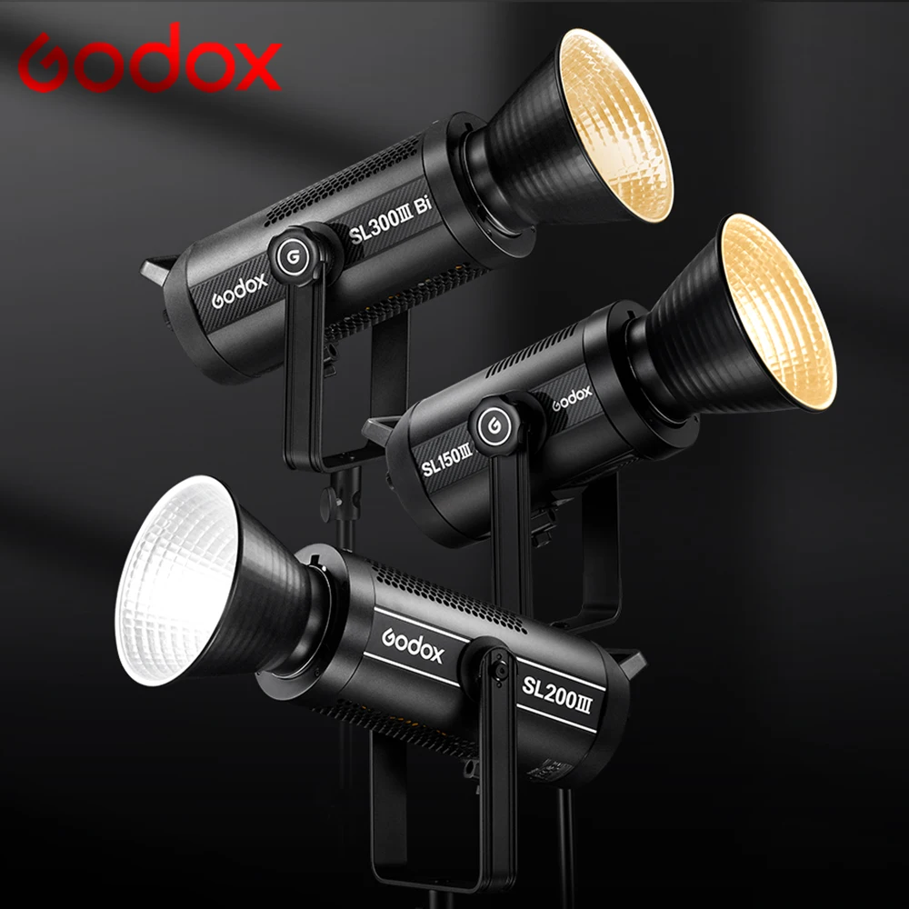 

Светодиодный видеосвет Godox SL1500III Bi, SL200III Bi, SL300III Bi 5600K / 2800-6500K с бесшумным режимом и эффектами FX