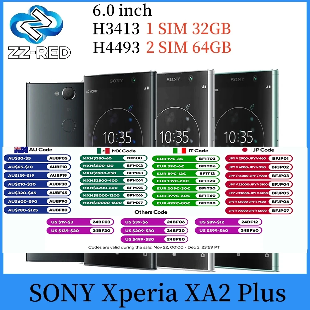 Sony Xperia XA2 Plus H3413 1 SIM H4493 Dual Sim 4G LTE 6.0