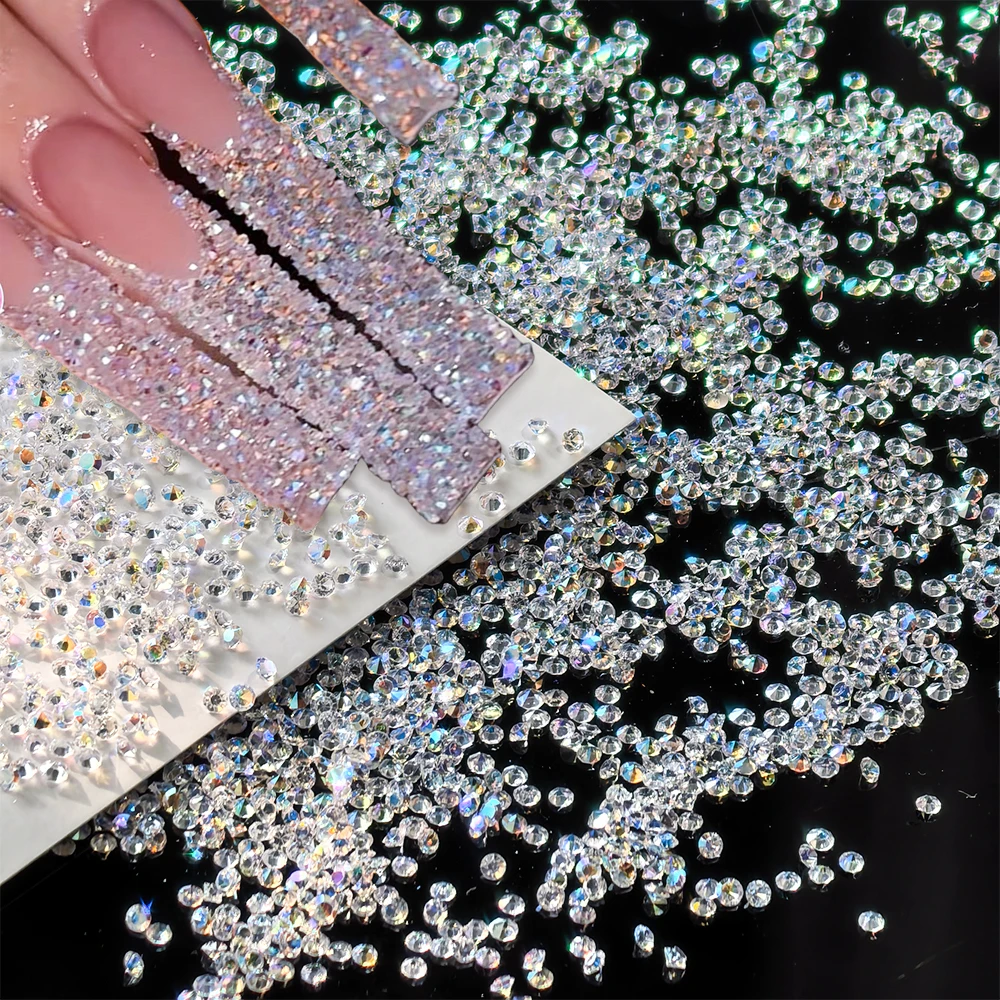 1 Pudełko 1.2mm Mikro Koraliki do Paznokci Diamenty Przezroczyste/AB Mini Cyrkonie do Paznokci Aurora Ozdoby do Paznokci Małe Diamenty Dekoracja do Manicure