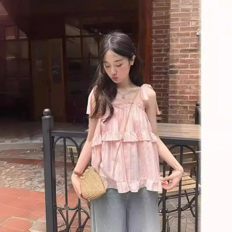 Blau gestreiftes, lockeres irt ort Design für Damen, Sommer, Frühling, schulterfreies Puppenoberteil, Polyesterfaser, lässiges Sle