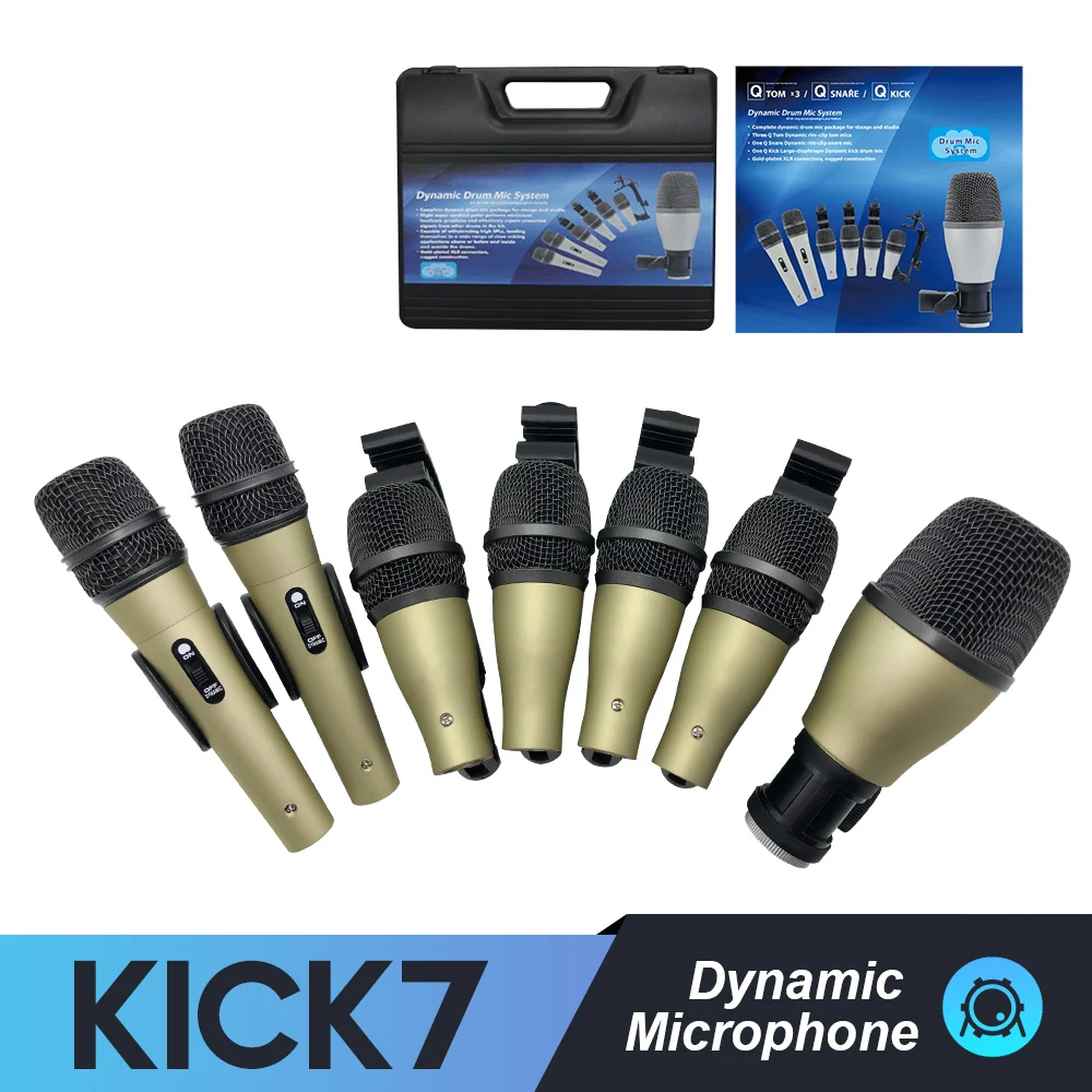 

KICK7 Профессиональный набор барабанных микрофонов из 7 предметов Студийный инструментальный динамический микрофон