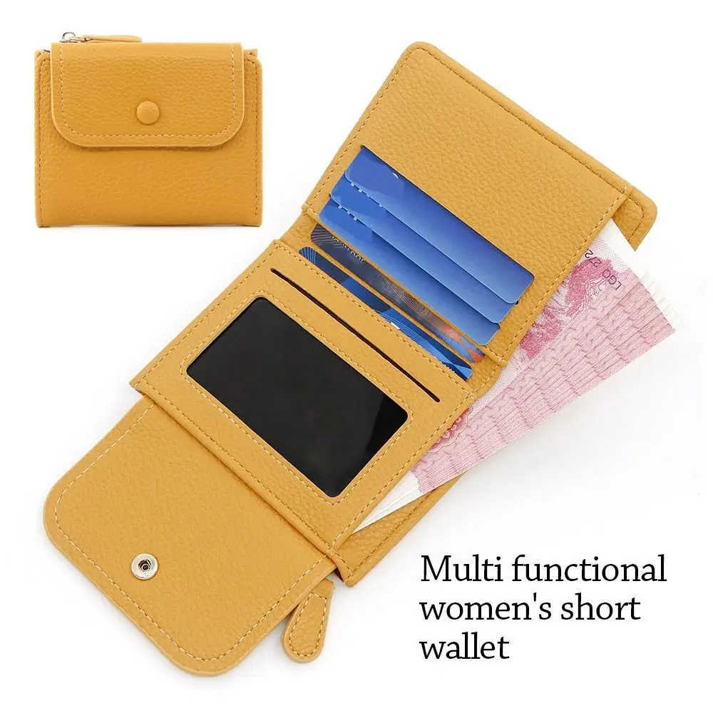 Portafoglio corto in pelle PU moda Portafoglio multi-carta di grande capacità Portafoglio leggero da donna carino con cerniera