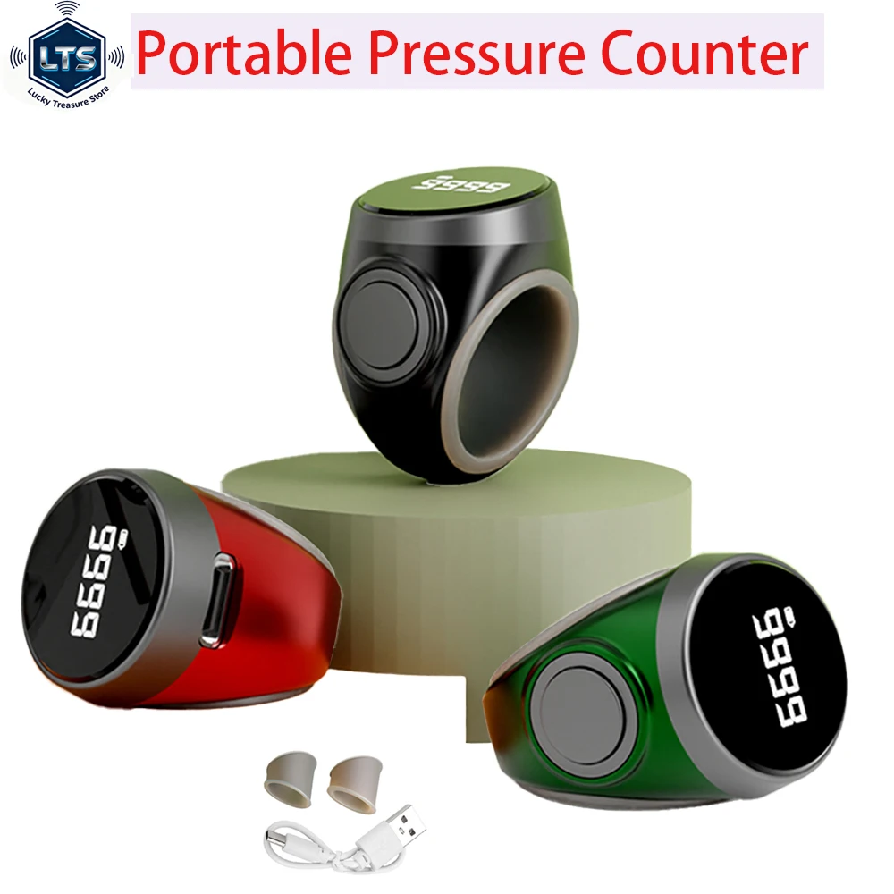 Type-C Smart Tasbih Tally Counter Rechargeable High-quality Muslims Zikr Ring Type Button Counter Prayer Time Vibration Reminder