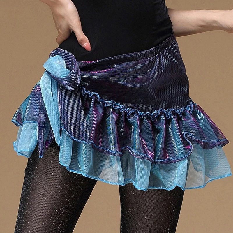 Customized Belly Dance Belt Practice Dress Mesh Ruffle Bottom Set Sexy Medium Color Waist Scarf Oriental Dance Hip Scarf