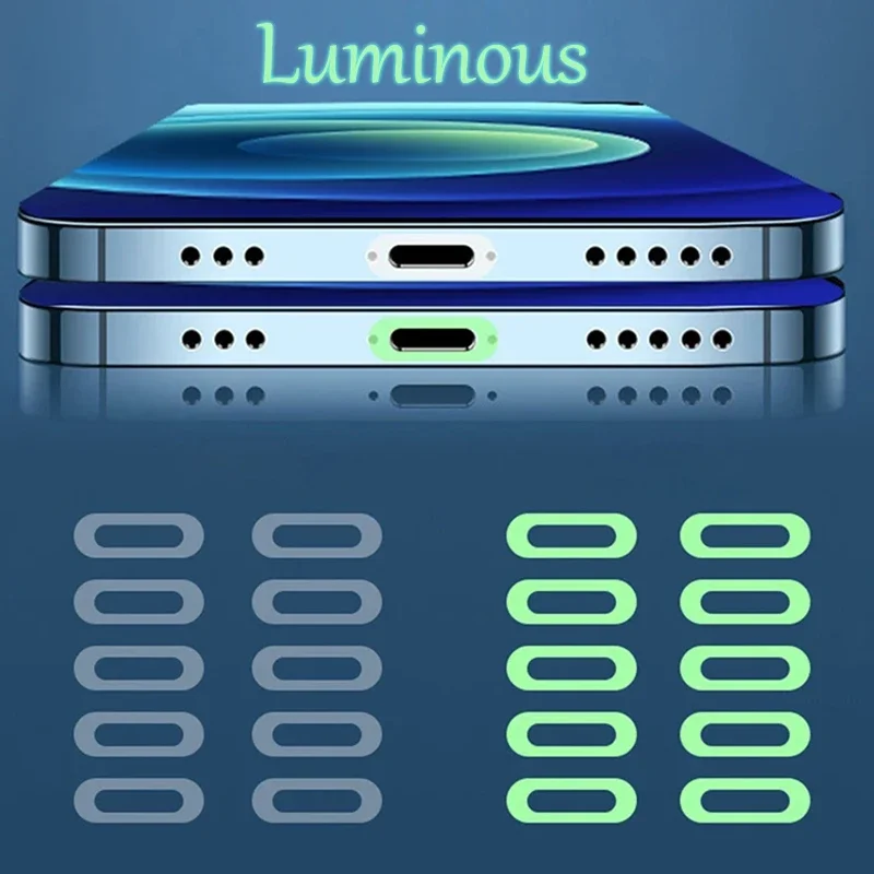

5/10 шт. для iPhone 14 13 12 Pro Max светящийся порт для зарядки наклейка против царапин светящийся в темноте