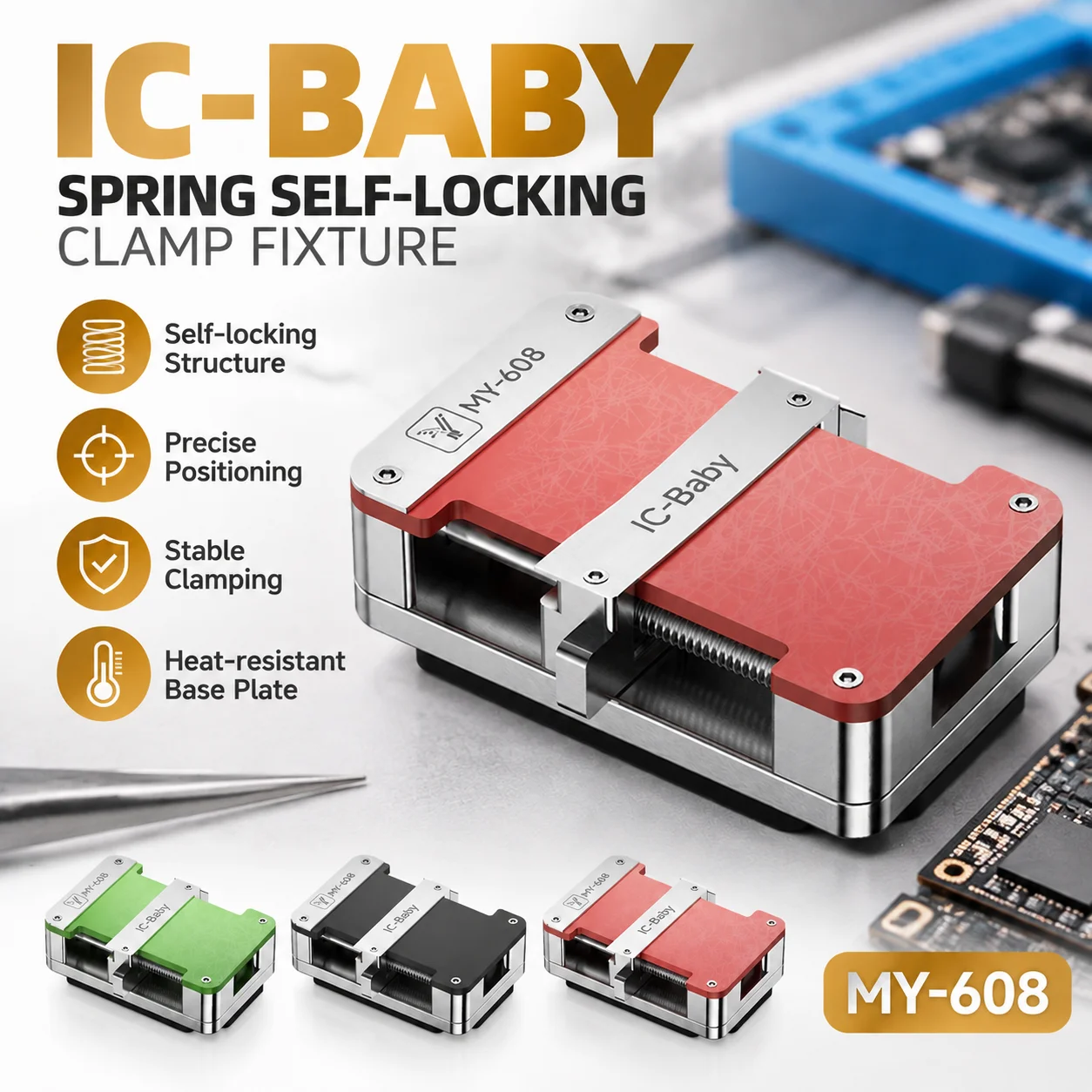 MY-608 IC-Baby BGA Chip Clamp Self Locking Heat Resistant Fixture For Mobile Phone PCB Soldering Repair