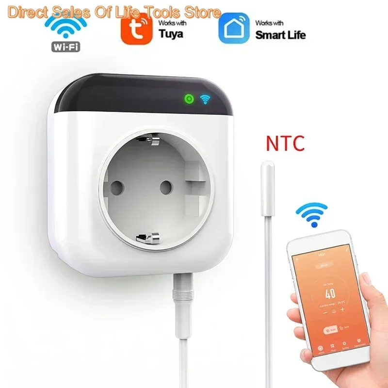 Smart Wifi Thermostat Plug Outlet 15A Programmable Temperature Controller Wireless Plug-in Socket APP Control Voice Control