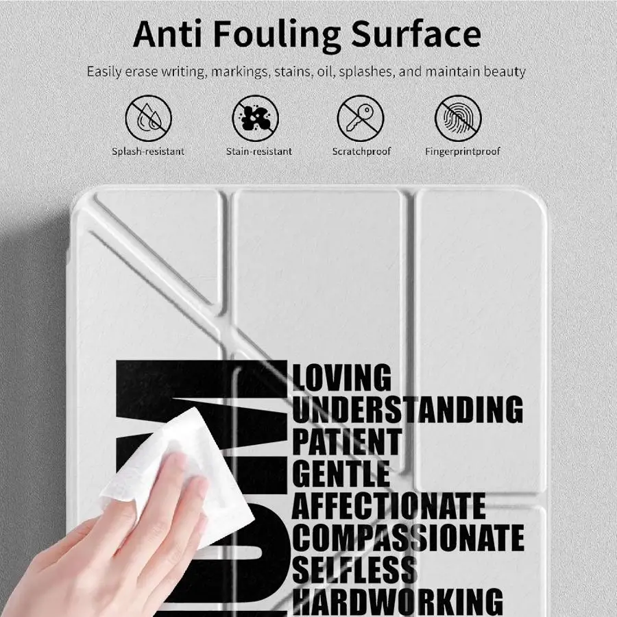 With Pen Slot Cover Tablet Case For iPad 12th Pro 13 2025 2026 9th 11th Mini 7 6 5 Air 8 M2 M3 3 10th Gen Letter Mom Design