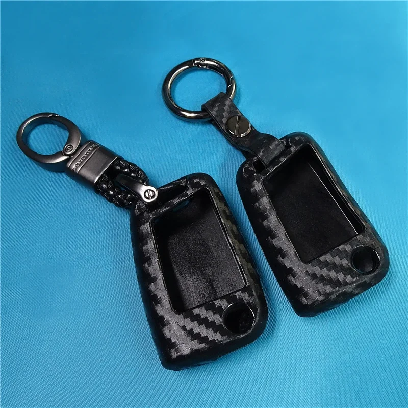 For Volkswagen VW Golf 7 GTI R MK7 Tiguan Carbon Fiber Car Key Bag Shell Holder Fob Keyring Keychain Car Key Case Cover