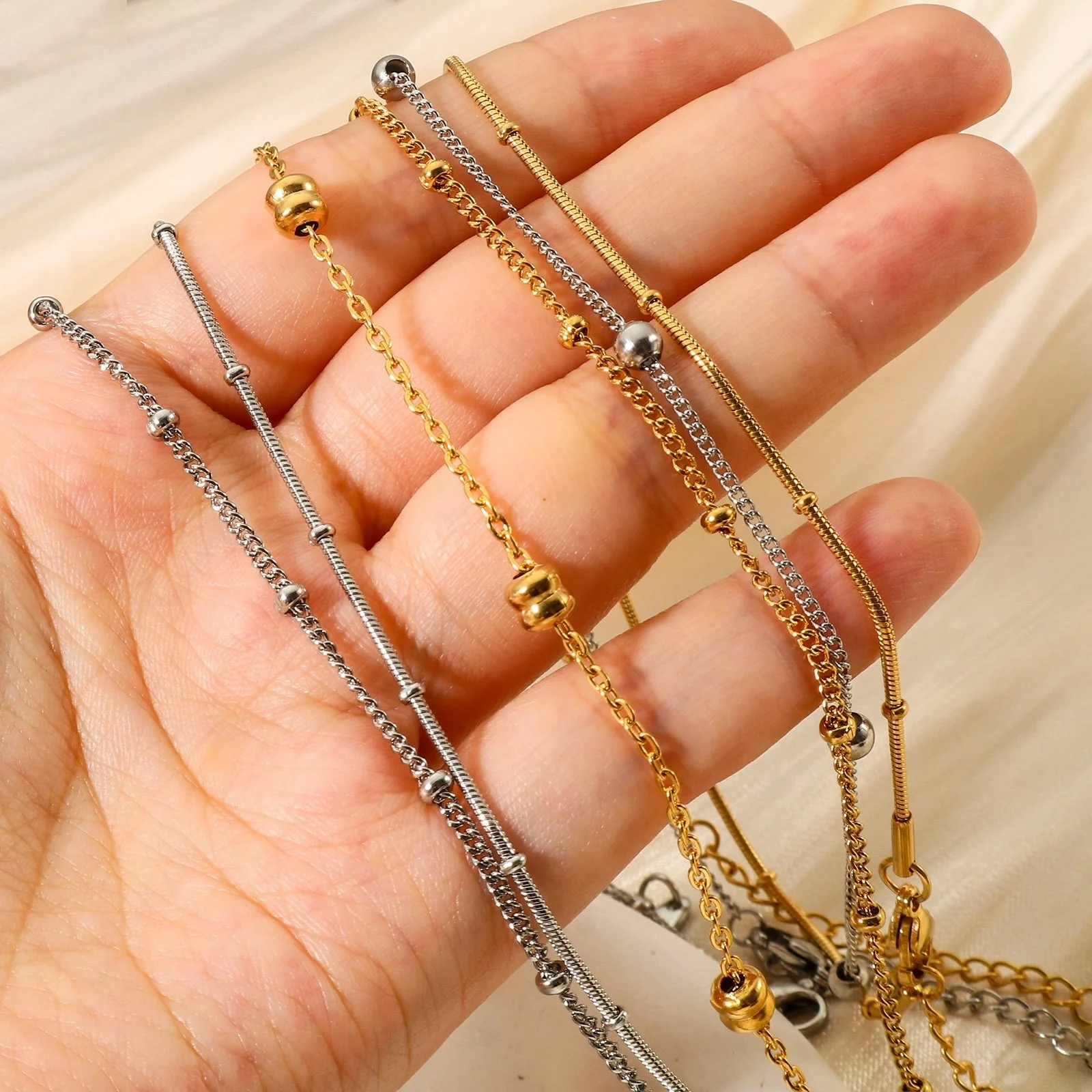 1pc Fashion Stainless Steel Anklet Gold Color Round Link Chains Bracelet Anklet On Foot Barefoot Sandals Women Summer Jewelry