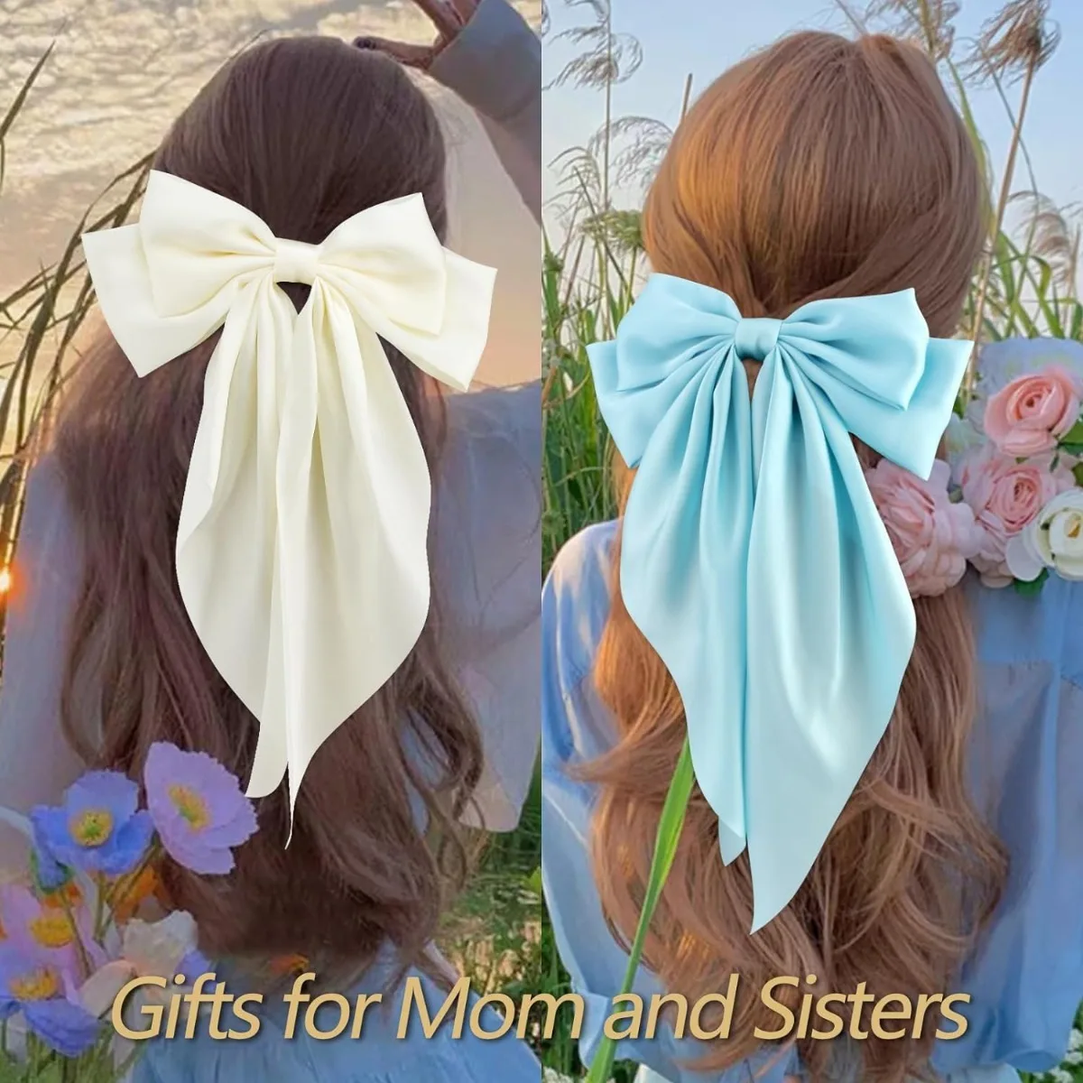 Personalized Hot Stamping Custom Early Spring Accessories Hair Clip Long Ombre Satin Bow Hairpin Exquisite High-end Clasp
