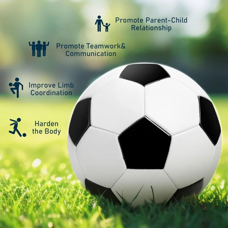 Fußball der Größe 3/5, offizielle Größe und Gewicht – klassisches Schwarz und Weiß – für den Innen- und Außenbereich – langlebig und langlebig