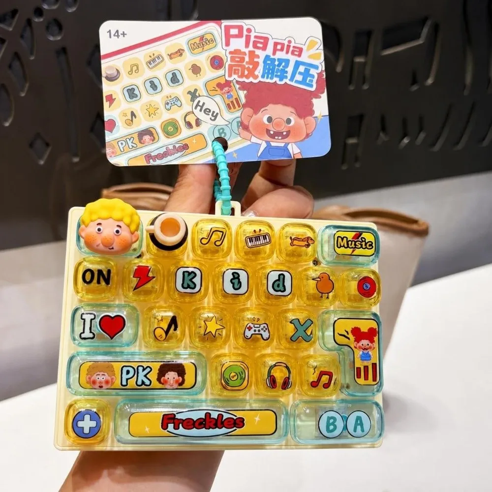 Durable 26-key Stress Relief Decompression Toy Keychain Clear Key Sounds Press Button Toy Gifts Portable Keyboard Toy Bag Charm