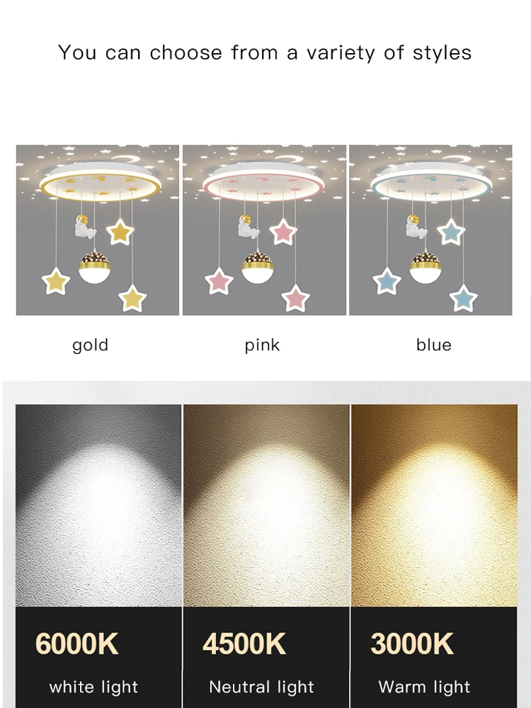 New Modern Led Chandeliers For Children's Room Bedroom Study Kids Baby Blue Astronaut Ceiling Lamps Decor Pendant Lights Fixture image 5
