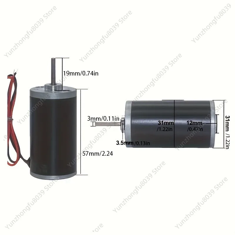 31ZY Permanent Magnet DC Motor High Speed High Torque 6V 12V 24V Adjustable Speed Forward Reverse Mini Electric Motor