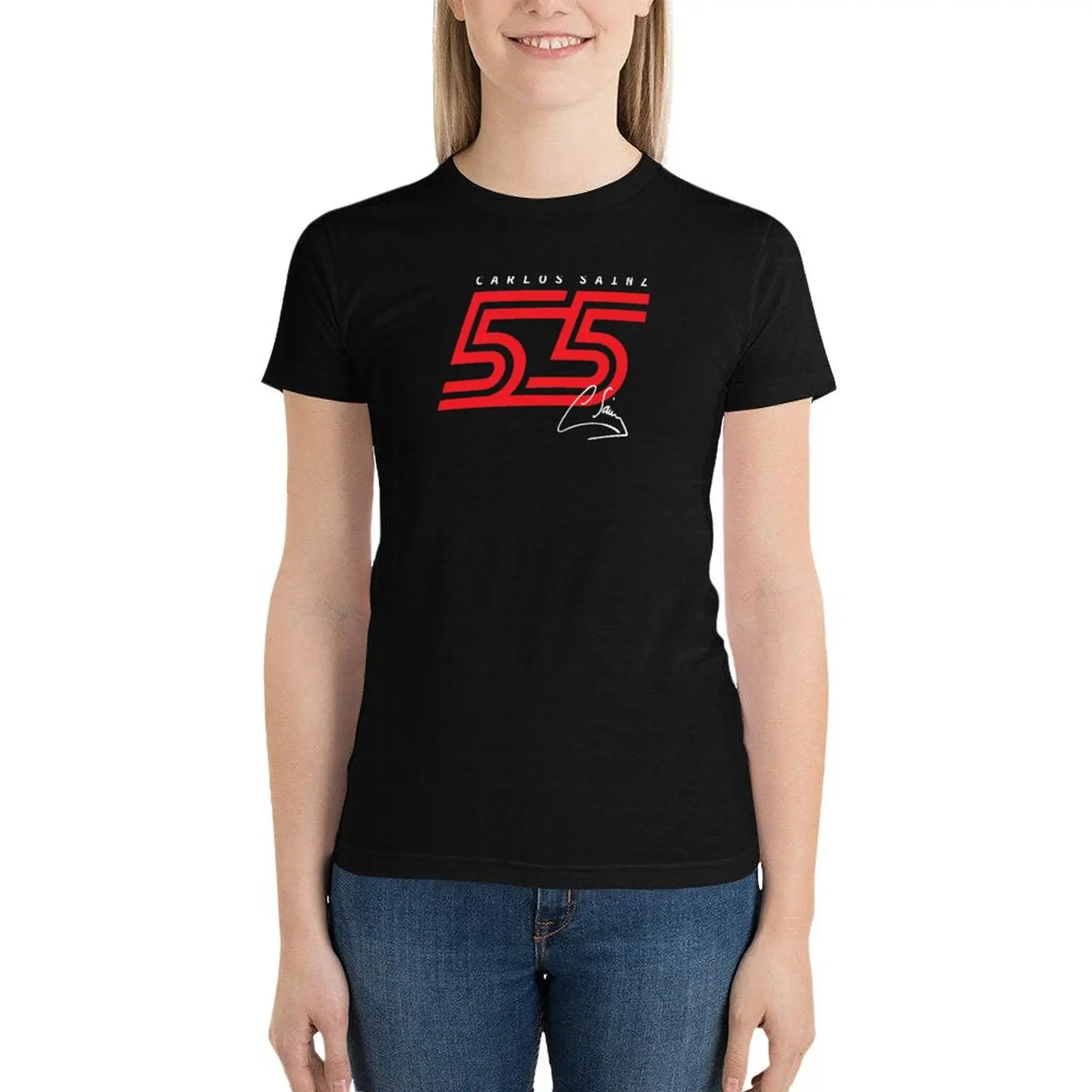 Carlos Sainz 55 T-Shirt summer tops Short sleeve tee graphics oversized Women's cotton t-shirt