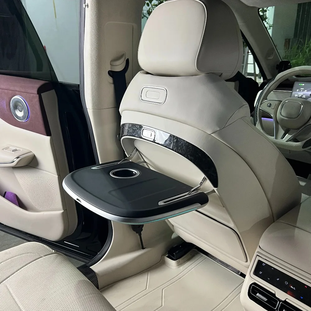 For VOYAH COURAGE Car Seat Back Electric Small Table Panel with Led Ambient Light Wireless Charger Foldable Laptop Table Plate detail image 4