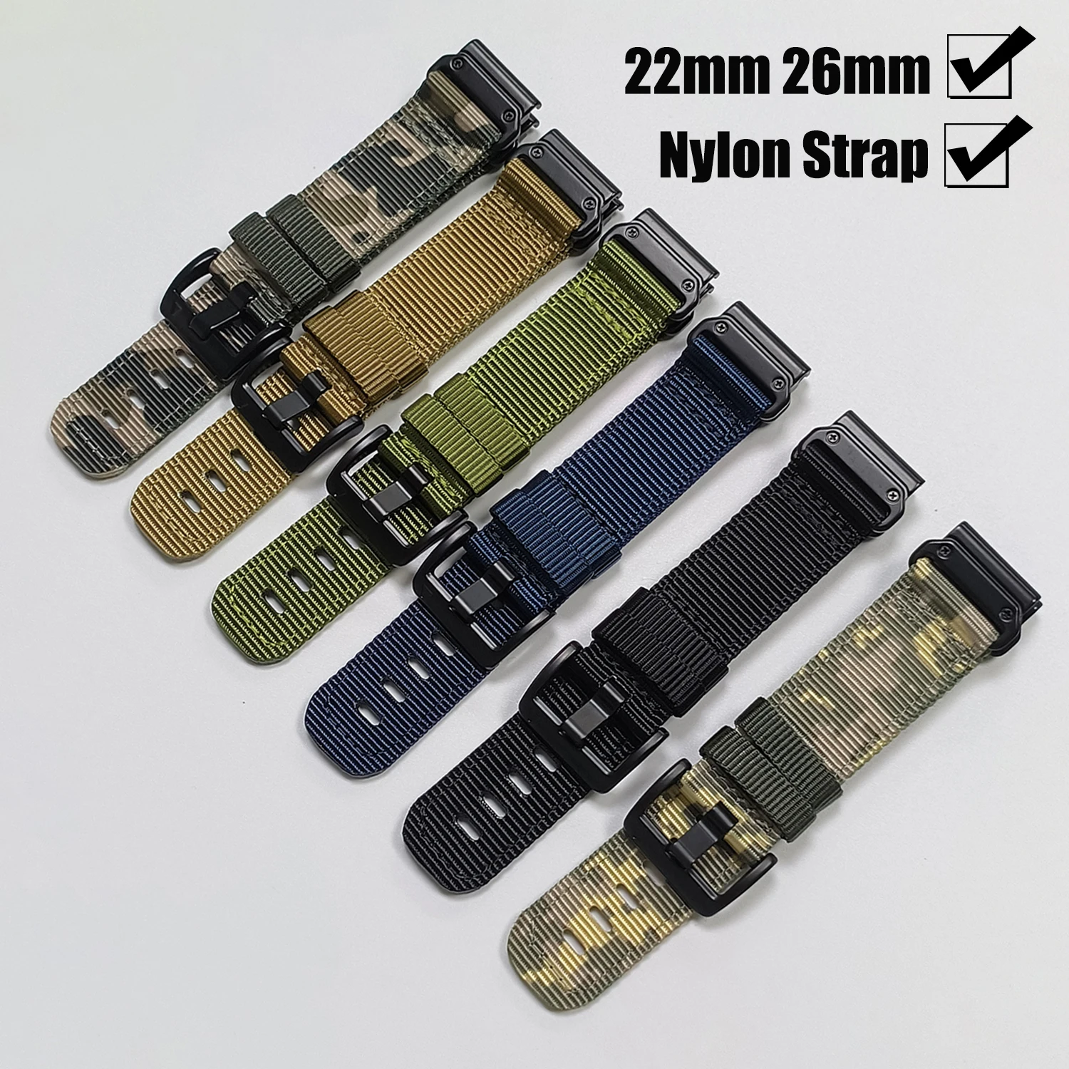 26 mm 22 mm QuickFit-Armband für Garmin Fenix 8 pro E 7X 7 6X 6 5X 5Plus 3HR/Quatix 8 Forerunner 970 965/Descent Nylon-Armband