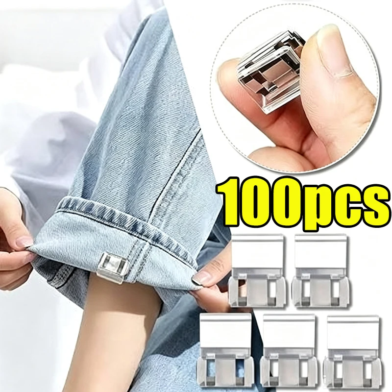 No Trace Anti Slip Pant Hem Clips Invisible Trouser Leg Shorten Fasteners Reusable Clothing Cuff Fix Accessory for Daily Outfits