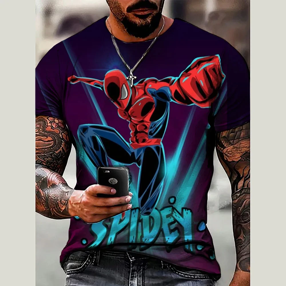 2025 جديد الرجال قصيرة الأكمام تي شيرت الصيف الرجل العنكبوت الكبار عادية ثلاثية الأبعاد تي شيرت مطبوع متعة الأولاد قصيرة الأكمام #1