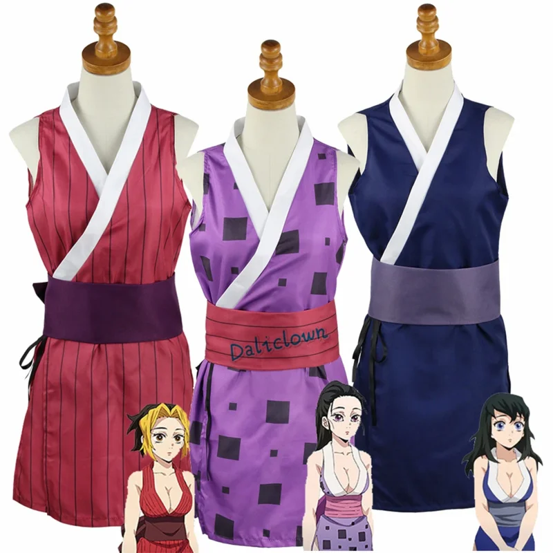 Disfraz de Anime Hinatsuru Makio Suma, disfraz de Uzui Tengen, uniforme tipo kimono, vestido Sexy, arco del distrito de entretenimiento