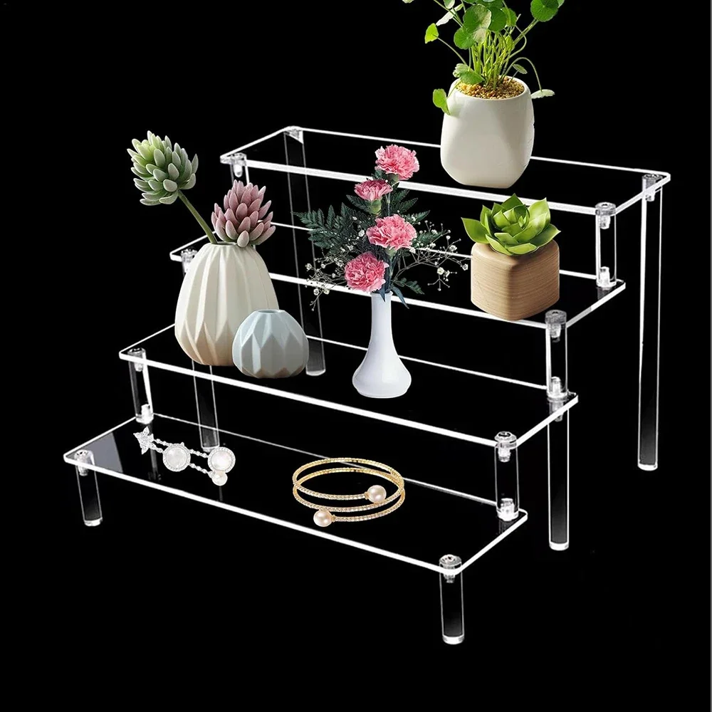 

Acrylic Transparent Display Stand Storage Riser for Cupcake Perfume Doll Blind Box Organizer Desk Storage Plants Shelves