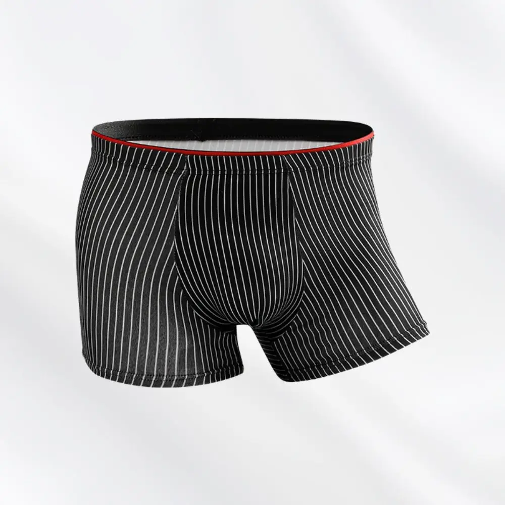 

4PCS Comfortable Stripe Men's Flat Panties Low Waist Loose Men Boxer Large Size Underpants Underwear for Man Gifts