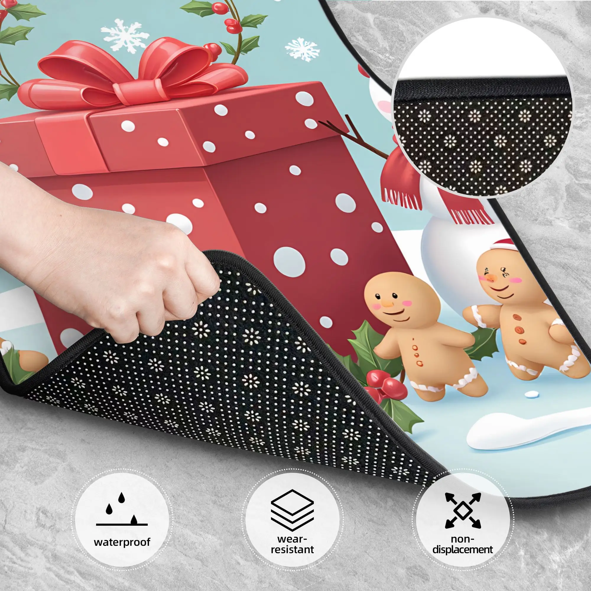 Car Floor Mat Four Piece Set Universal Type Crystal Fleece Car Floor Mat Four-piece Set With Cute Animals, Snowman & Christmas P