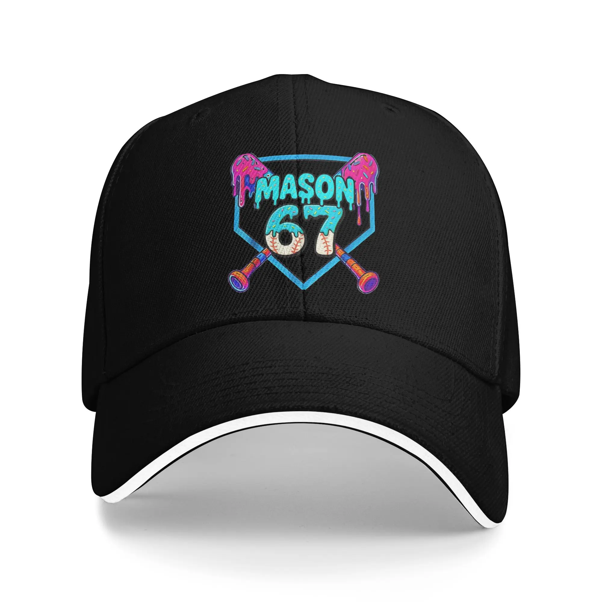 Mason 67 Funny Ice Cream Drip Baseball Meme Design Baseball Cap Popular  Sandwich Cap Unisex Breathable Sun Cap Outdoor