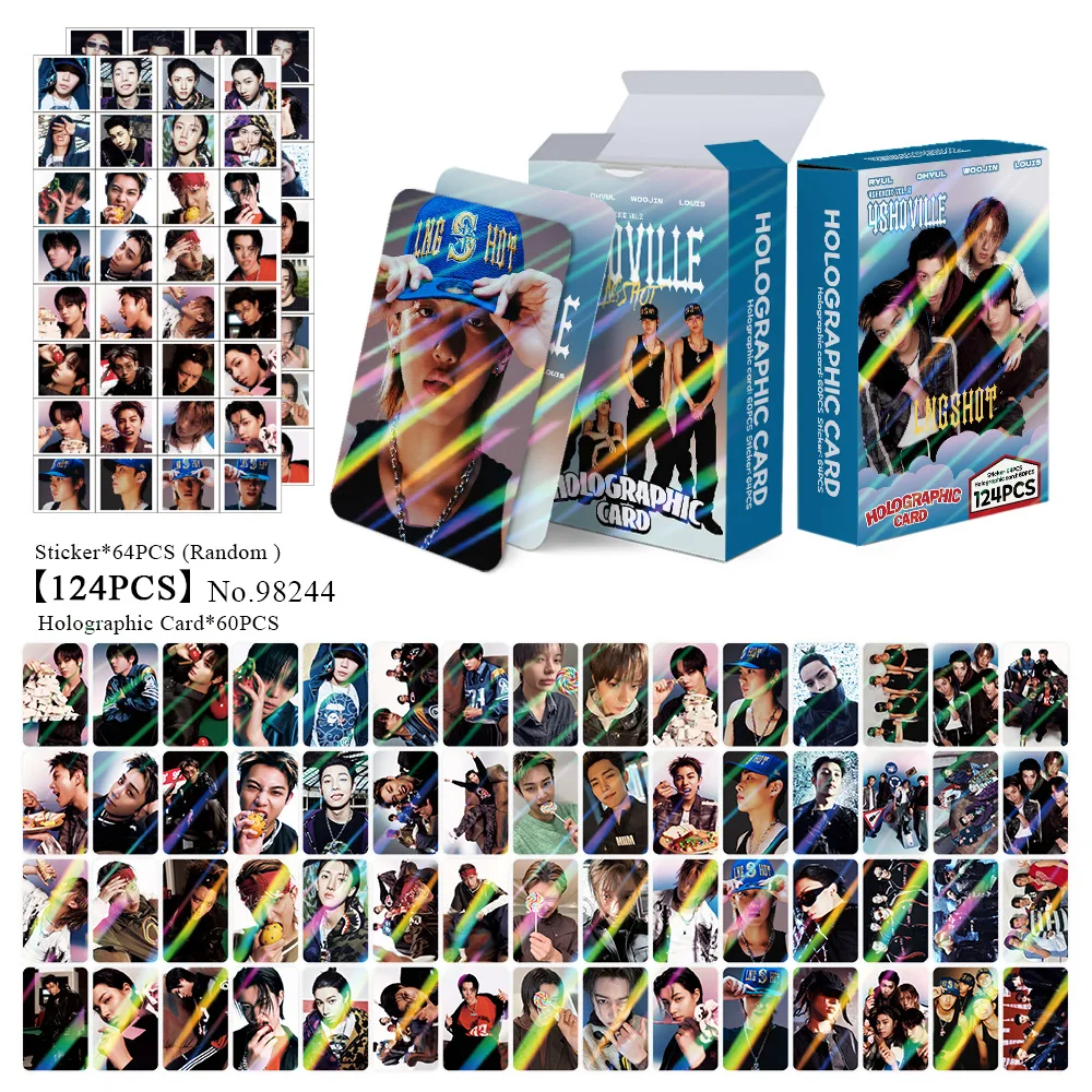 124pcs/set LNGSHOT 4SHOBOIZ Vol.2 4SHOVILL lomo Star Holographic Photocards Stickers Photo Lomo Cards Fans Collection Cards