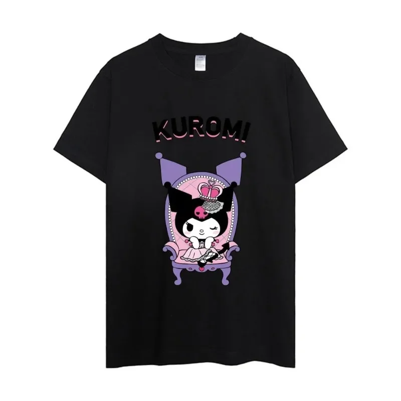 MINISO Sanrio Kuromi T Shirt Women Couple Combination Clothes Short Sleeve Collar Fashion Man Cotton