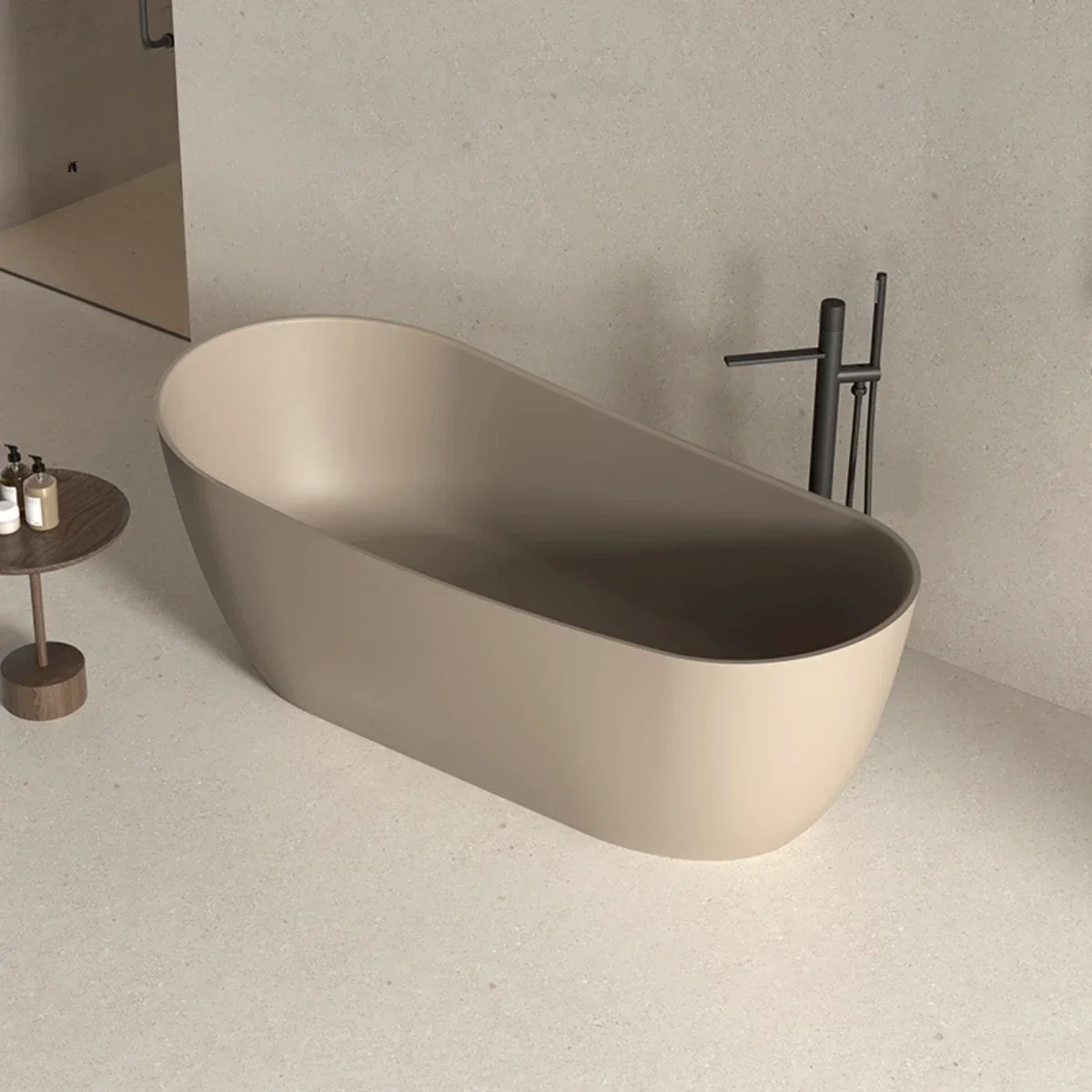 Camel Matte Artificial Stone Bath Home Bathroom Hotel Integrated Couple Double Bathtub