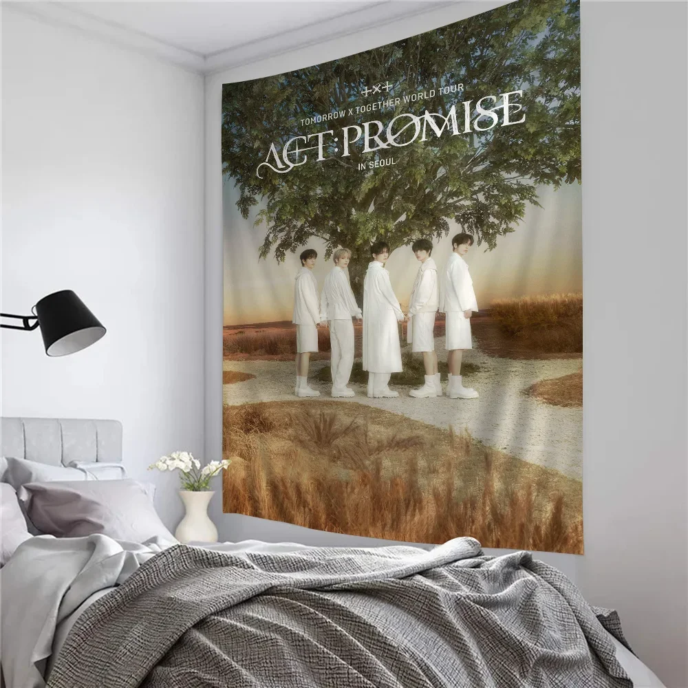 Kpop T-TOMORROW X T-TOGETHER TXT DIY Wall Tapestry Hanging Tarot Hippie Wall Rugs Dorm INS Home Decor