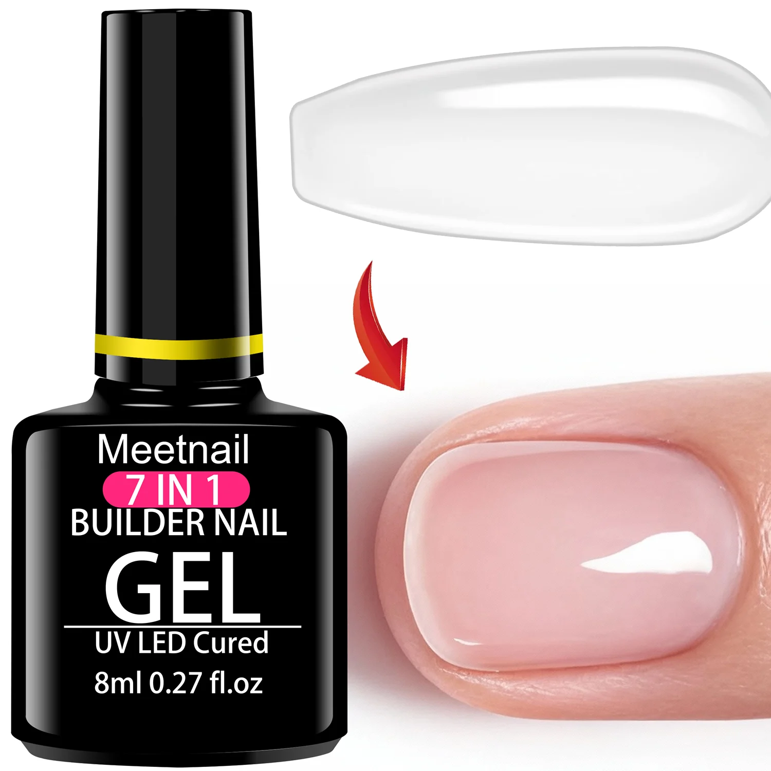 7 en uno Clear Builder Nail Gel lámpara LED Base de goma curada fortalecedor engrosamiento Ext Color esmalte para la fuerza de las uñas
