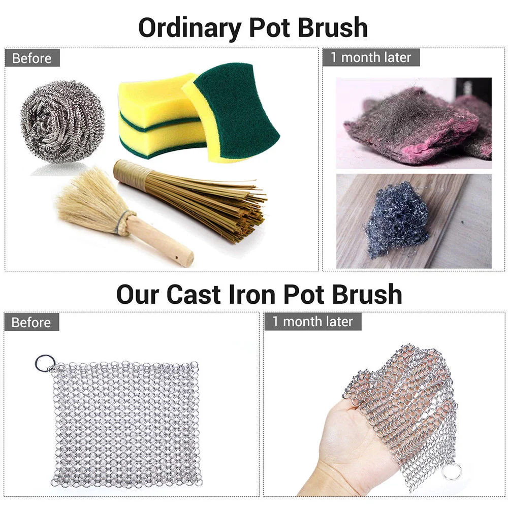 Stainless Steel Cleaner Kitchen Rust Pot Pans Cleaning Scrubber Steel Rust Remover Scraper Brush Kit Metal Cleaning Brush