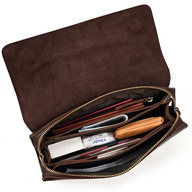 حقيبة يد من الجلد صدفي من كريزي هورس ذات سعة كبيرة وسحاب عتيق وسعة كبيرة وحقيبة يد رجال الأعمال متعددة الوظائف #2