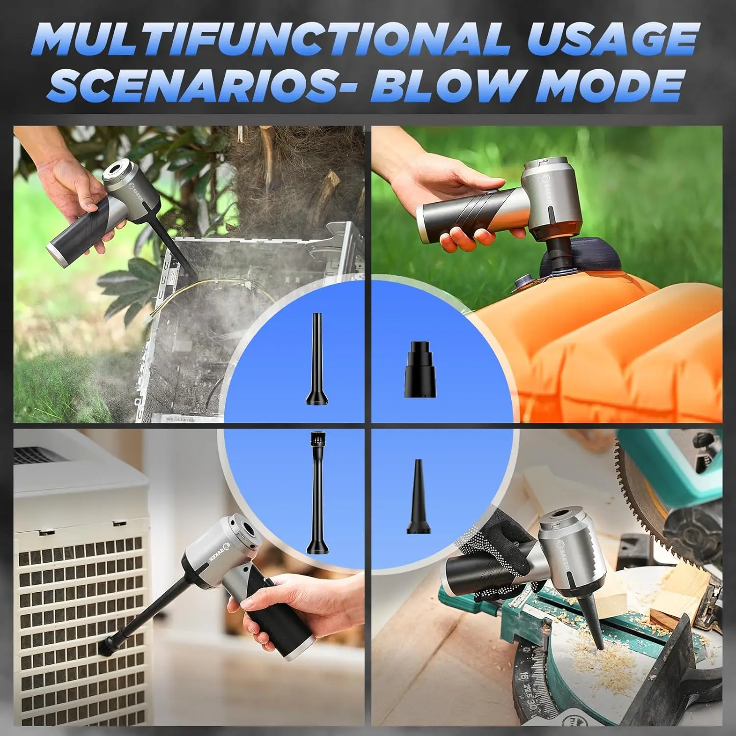 مكنسة كهربائية محمولة للسيارة لاسلكية بقوة 17000 باسكال قابلة لإعادة الشحن مع محرك بدون فرش للمنزل والمكتب والحيوانات الأليفة - HL132 أسود