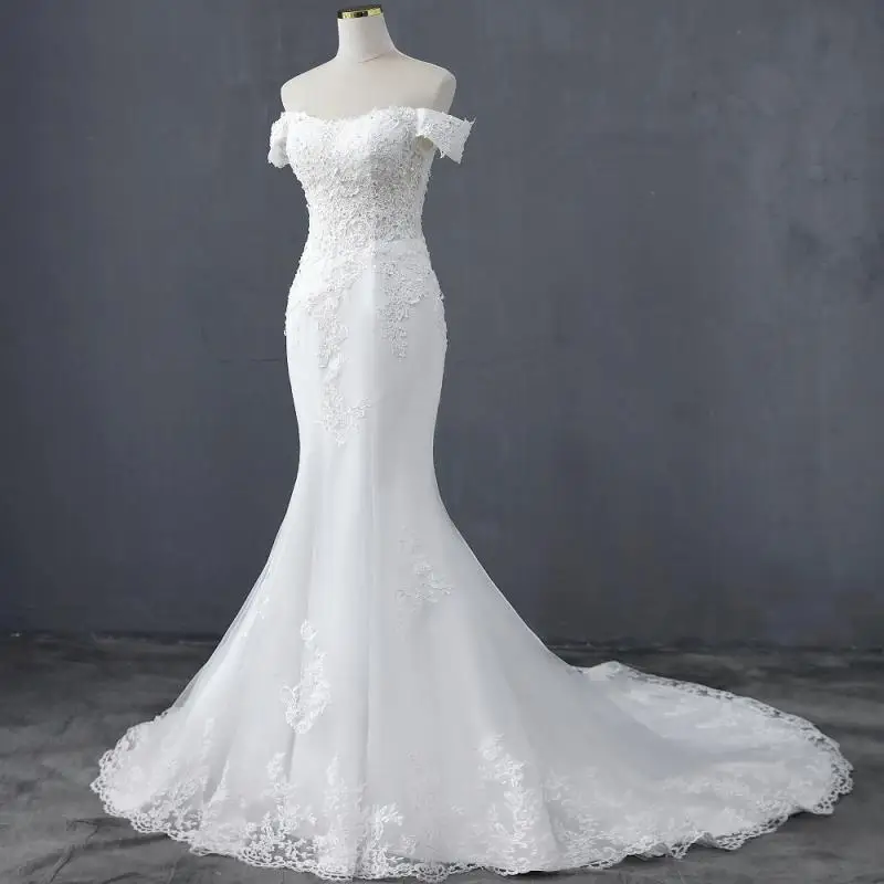 

New Wedding Dress With One Shoulder Waist Cinched Fish Tail Slimming Effect Simple Trailing Dress For Wedding Banquet Customized