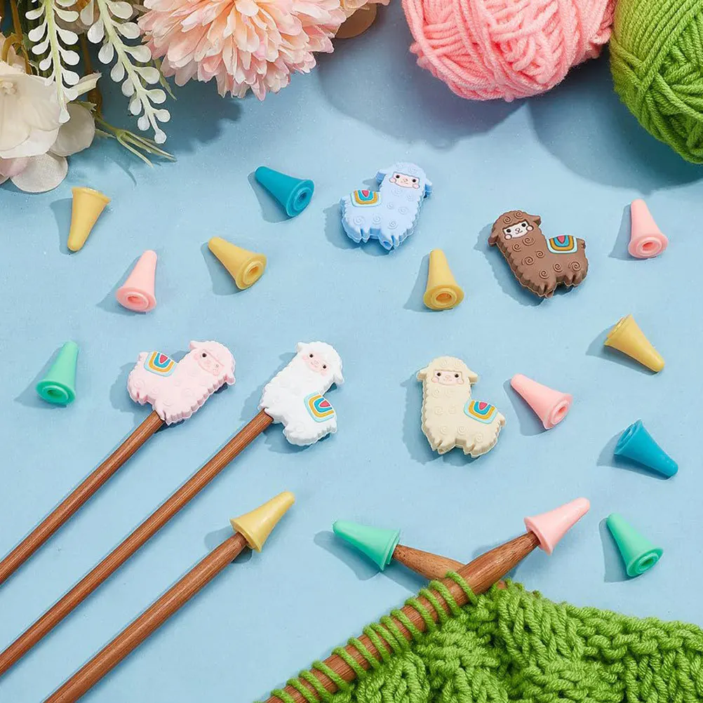 

1Set Alpaca Cone Shaped Silicone Knitting Needle Stoppers Knit Needle Protectors for Sewing Crocheting DIY Crafts Accessories