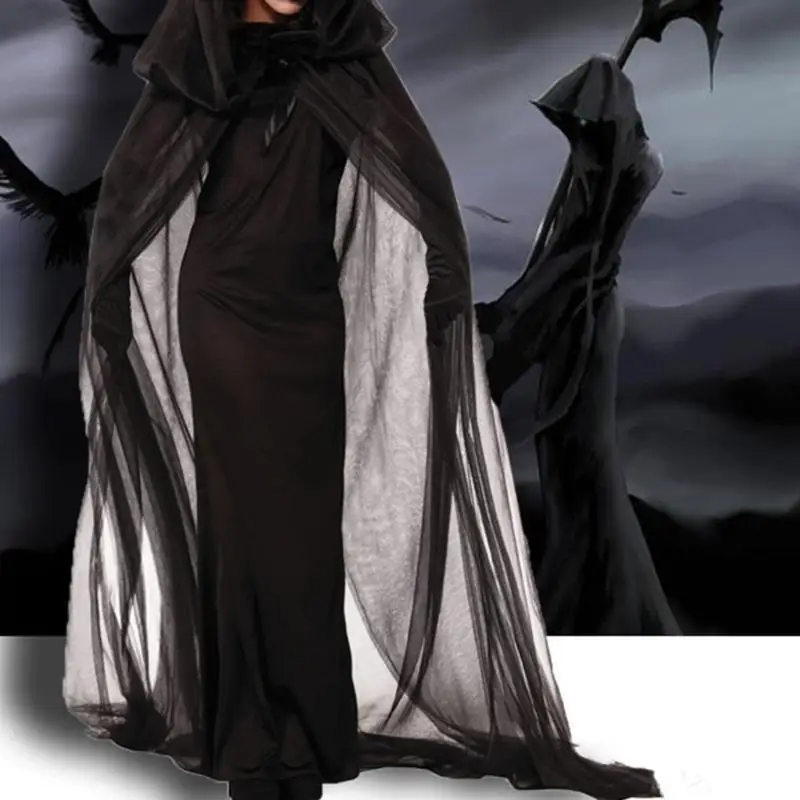 Damska szata z kapturem, długa sukienka, rękawiczki, zestaw czarownic dla kostiumów Cosplay wampirów