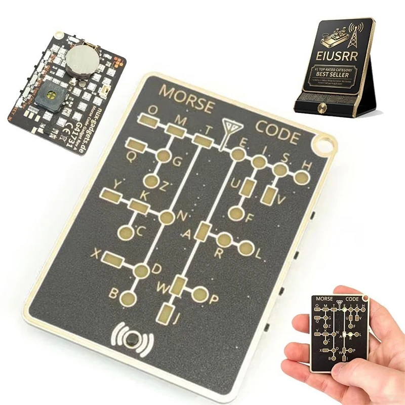 LED Edition Morse Code Trainer Card Pro Morse Code Learning Tool With Light Indicator Handheld Morse Training Card For Beginners