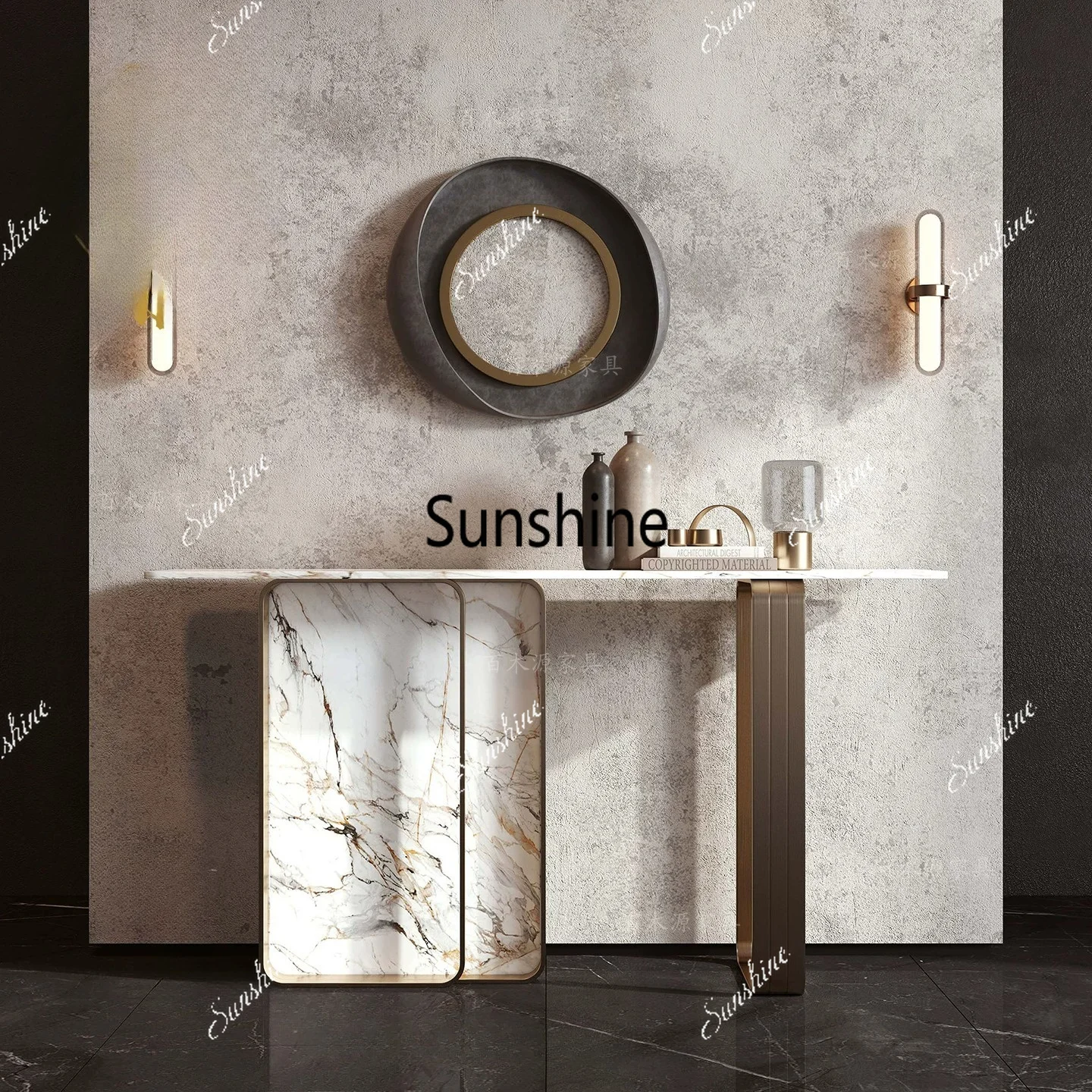 Italian high-end foyer cabinet entry end view table corridor decoration strip case